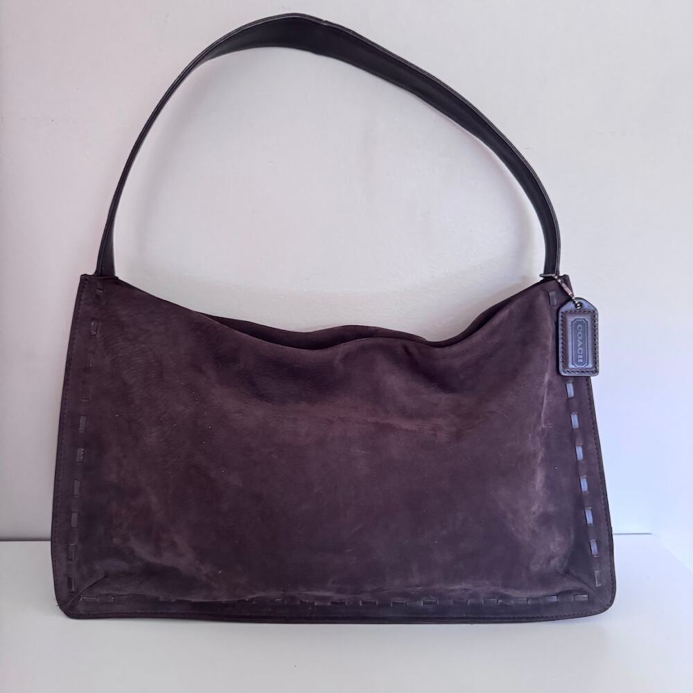 Coach Vintage 9476 Brown Nubuck Leather Whipstitch Shoulder Hobo Bag Y2K Turkey